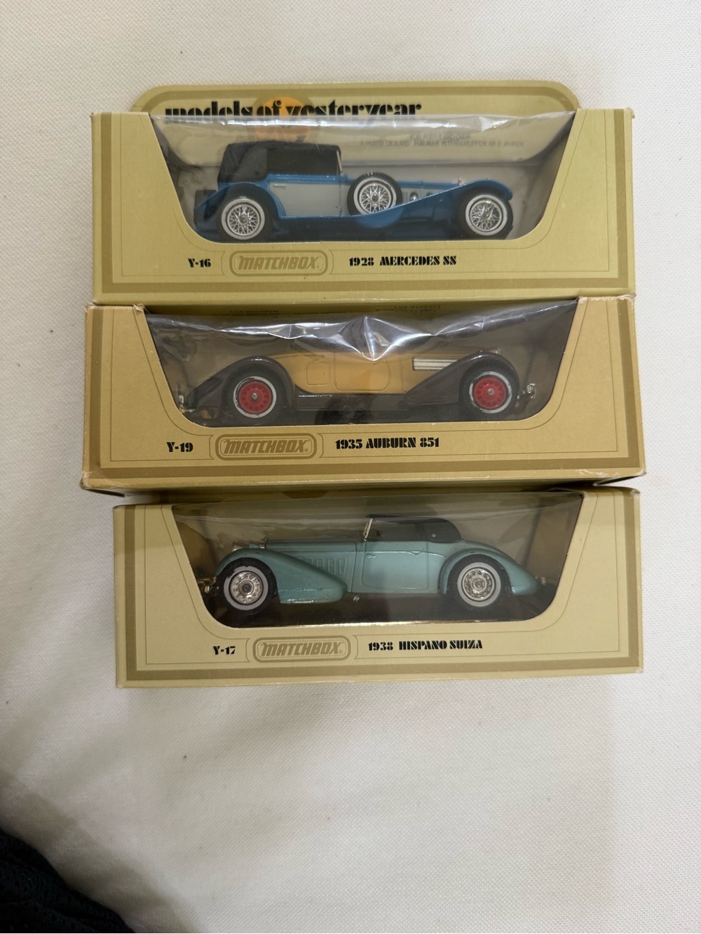 NIB set of 3 models of yesteryear matchbox cars